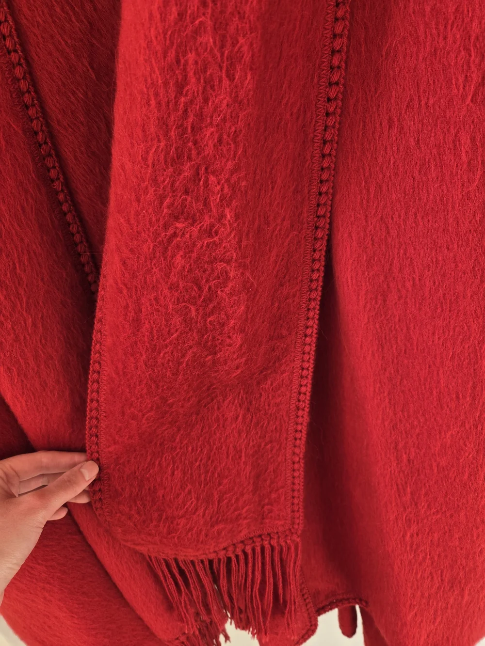 Alpaca Camargo Luxury Vintage Red Cape Button-Front Poncho Coat - Picture 8 of 12